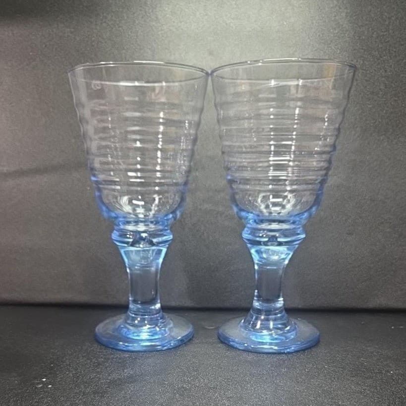 Libbey Sirrus Blue Goblets, Set of 2, Vintage Water Glasses Replacement Stemware - Thumbnail 5