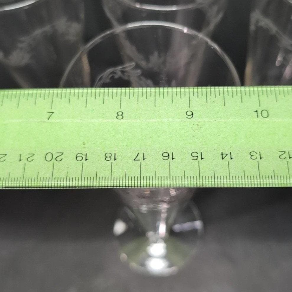 Chintz Etched Pilsner Glasses, Set of 4, Clear Footed Glassware, Vintage Barware - Thumbnail 3
