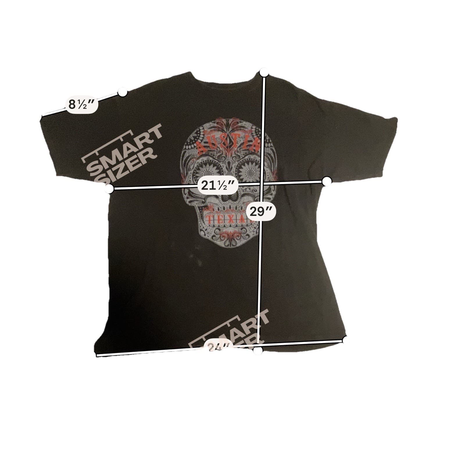 The Duck Company Austin Texas Sugar Skull Graphic T-Shirt, Men's XL, Faded Black - Thumbnail 3