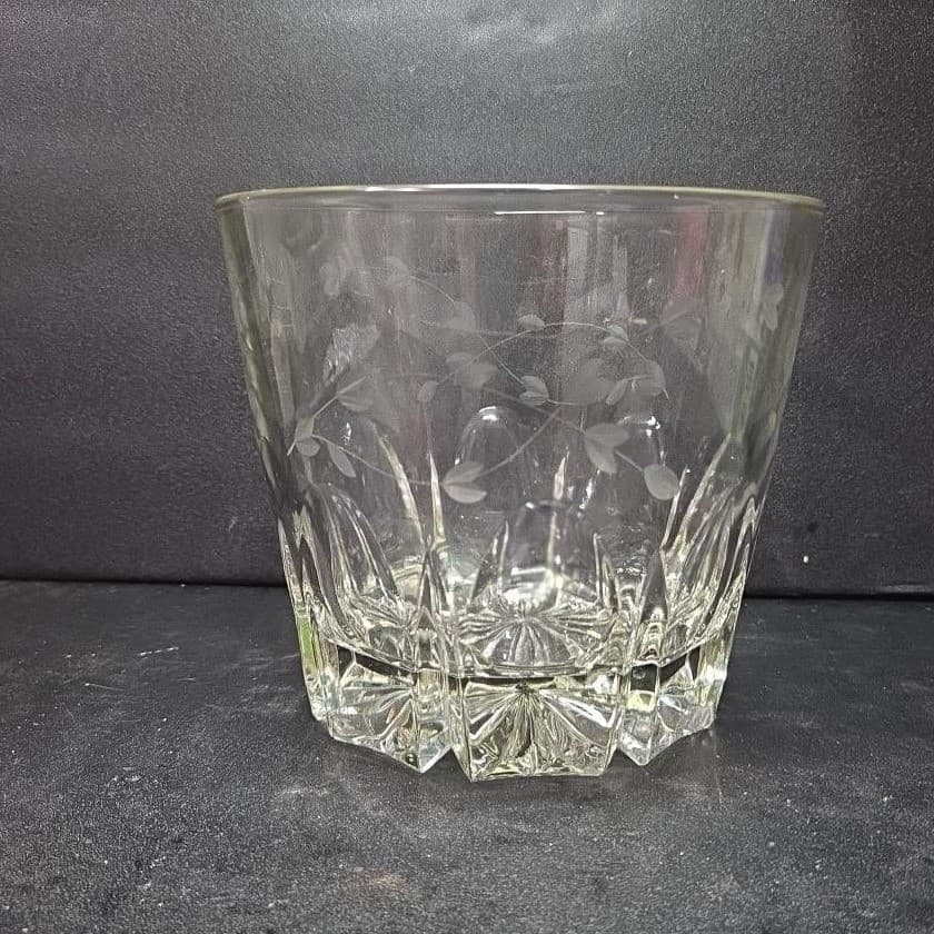 Princess House Heritage Crystal Ice Bucket, Etched Floral Serving Bowl, Barware - Thumbnail 2