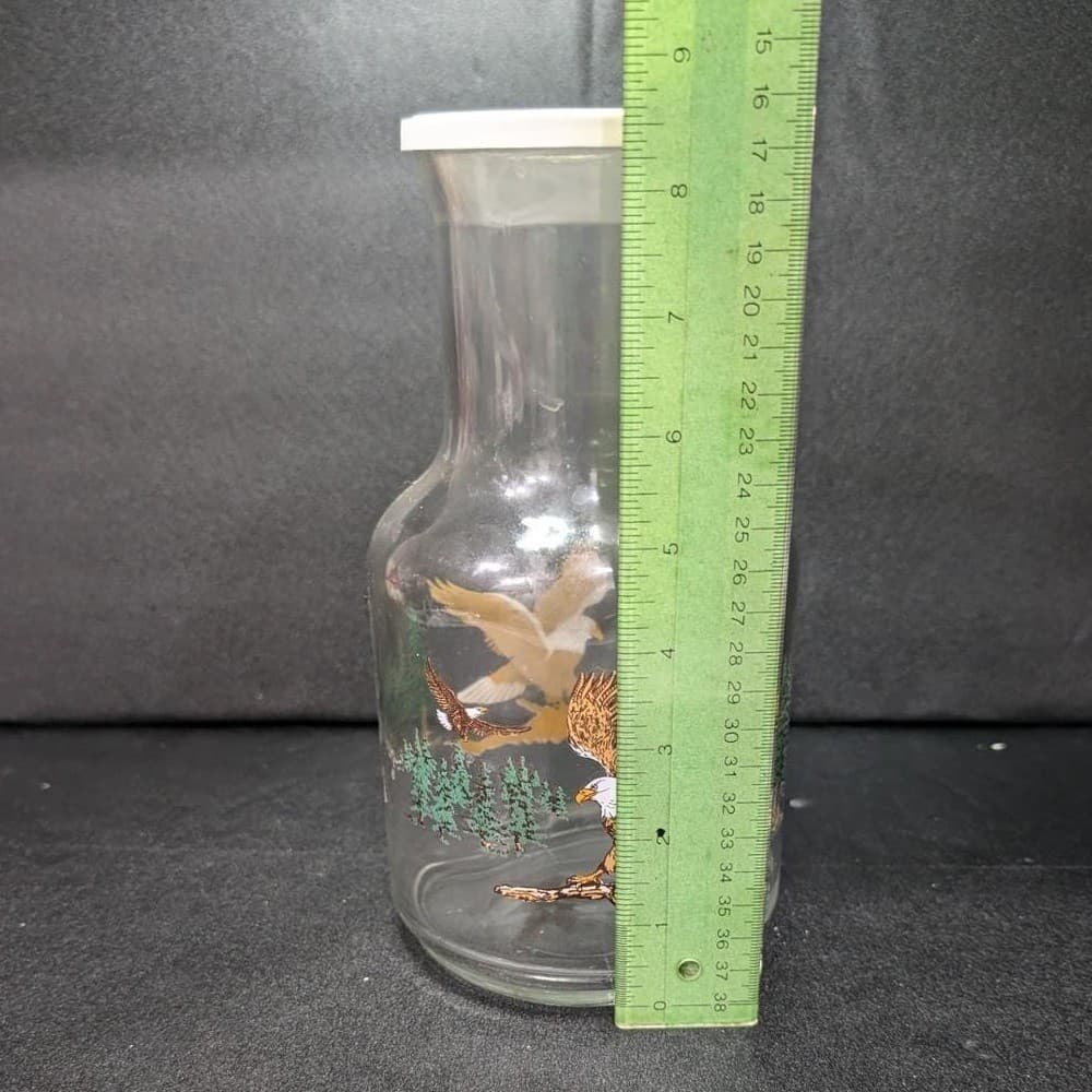 Clear Glass Jar With Eagle Design, Vintage Lidded Kitchen Canister, Home Accent - Thumbnail 9