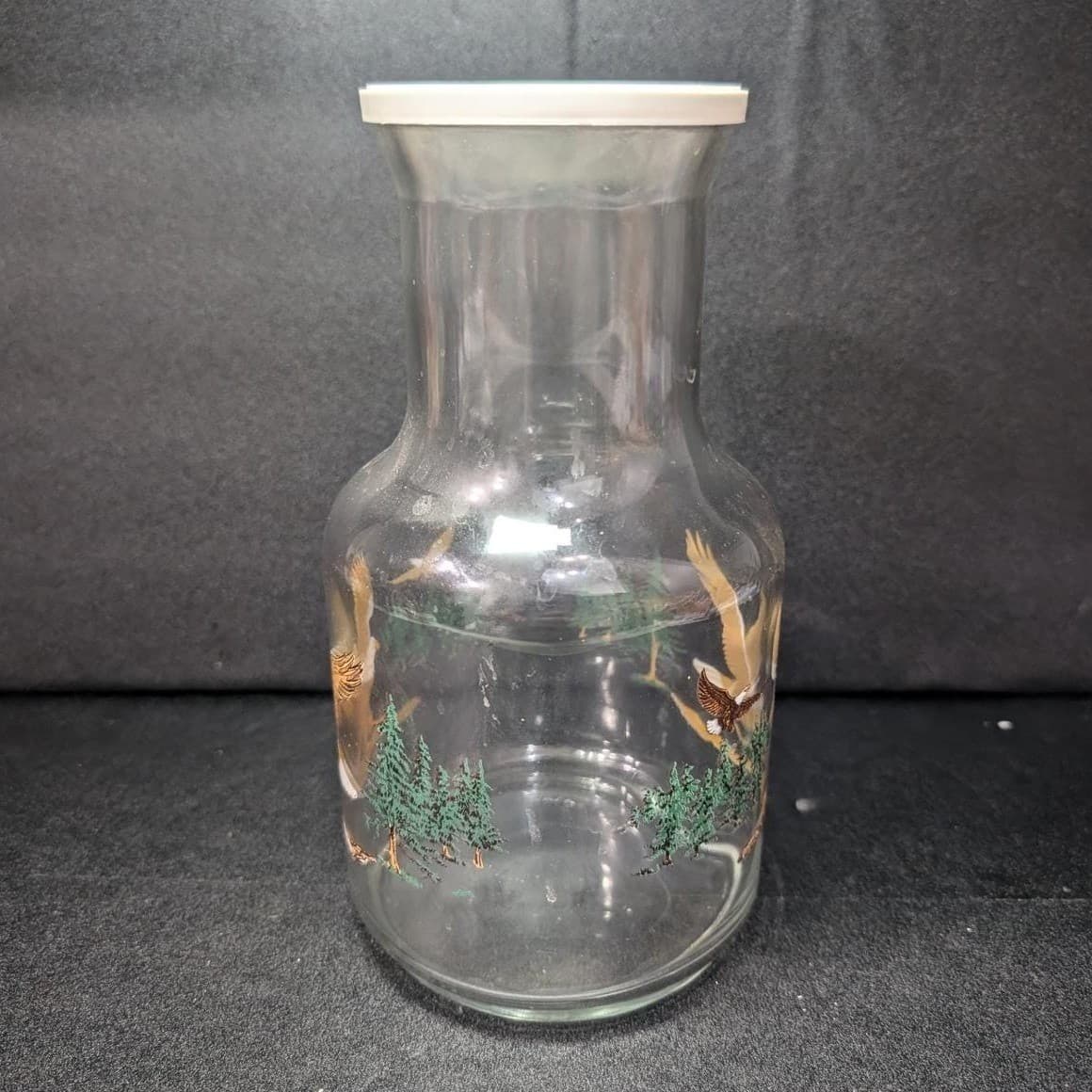 Clear Glass Jar With Eagle Design, Vintage Lidded Kitchen Canister, Home Accent - Thumbnail 5