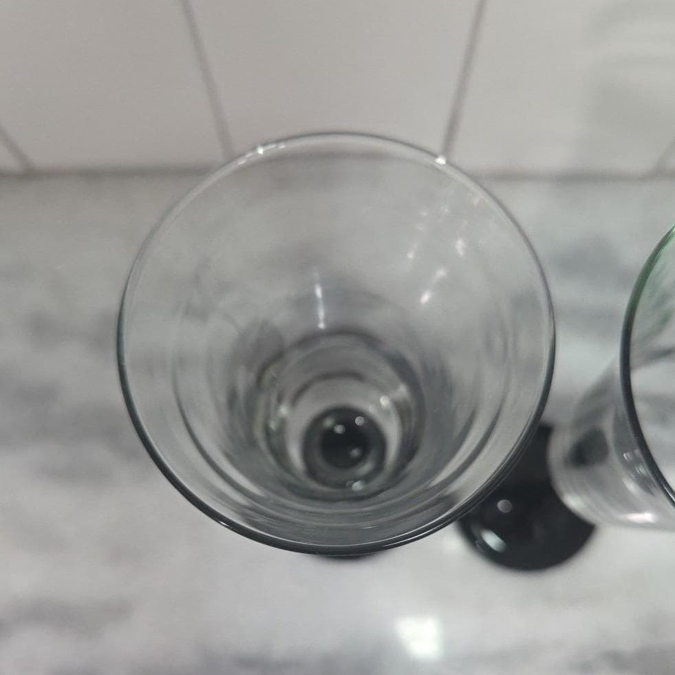 Cristal D'Arques Champagne Flutes, Set of 2, Vtg Black Stemmed Toasting Glasses - Thumbnail 7