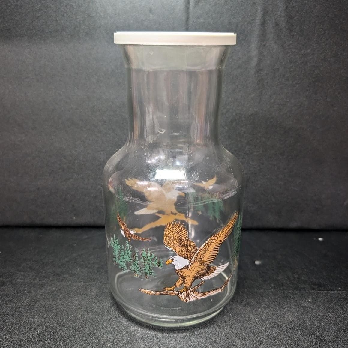 Clear Glass Jar With Eagle Design, Vintage Lidded Kitchen Canister, Home Accent - Thumbnail 4