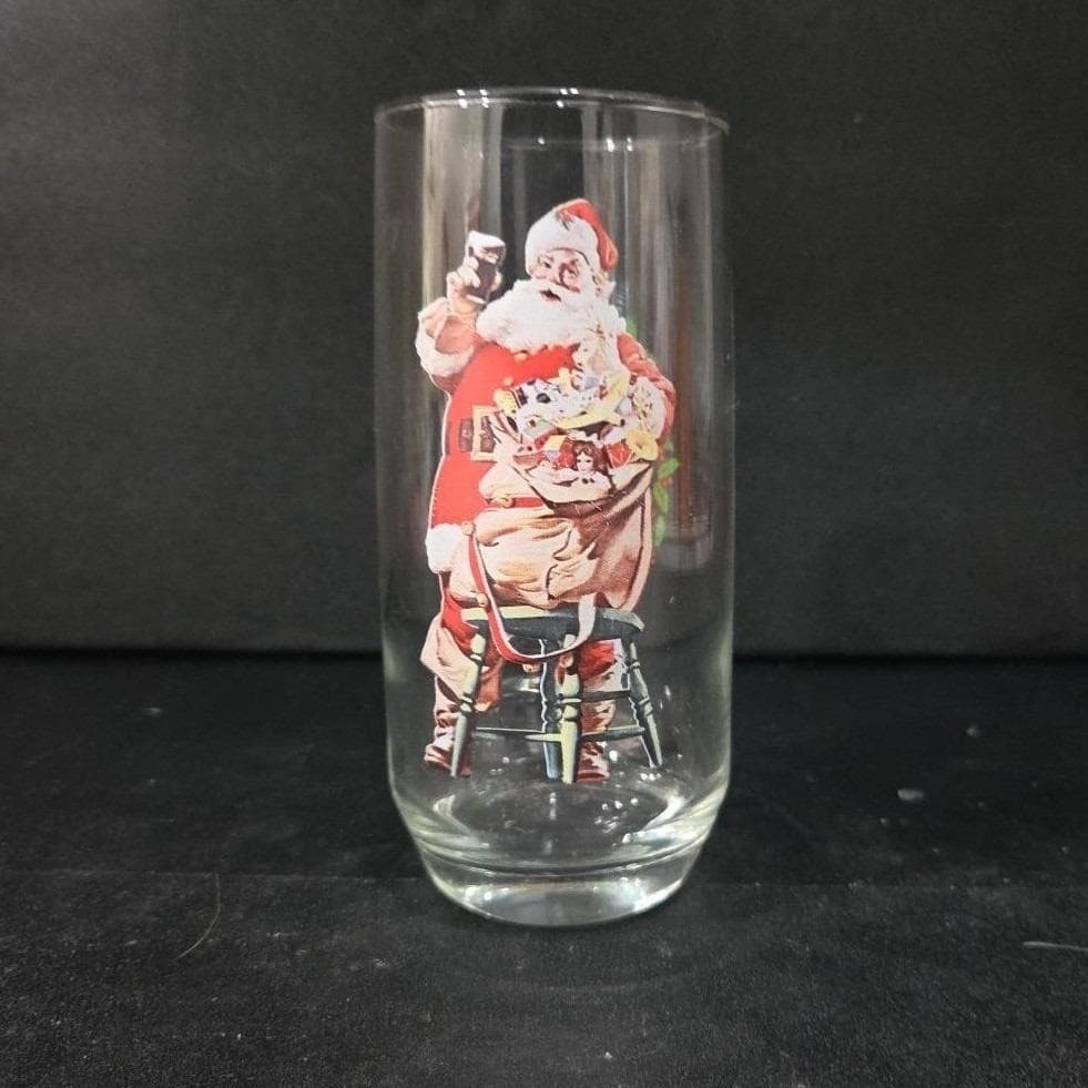 Coca Cola Santa Christmas Tumbler, Haddon Sundblom Series II, Vtg Holiday Glass - Thumbnail 7