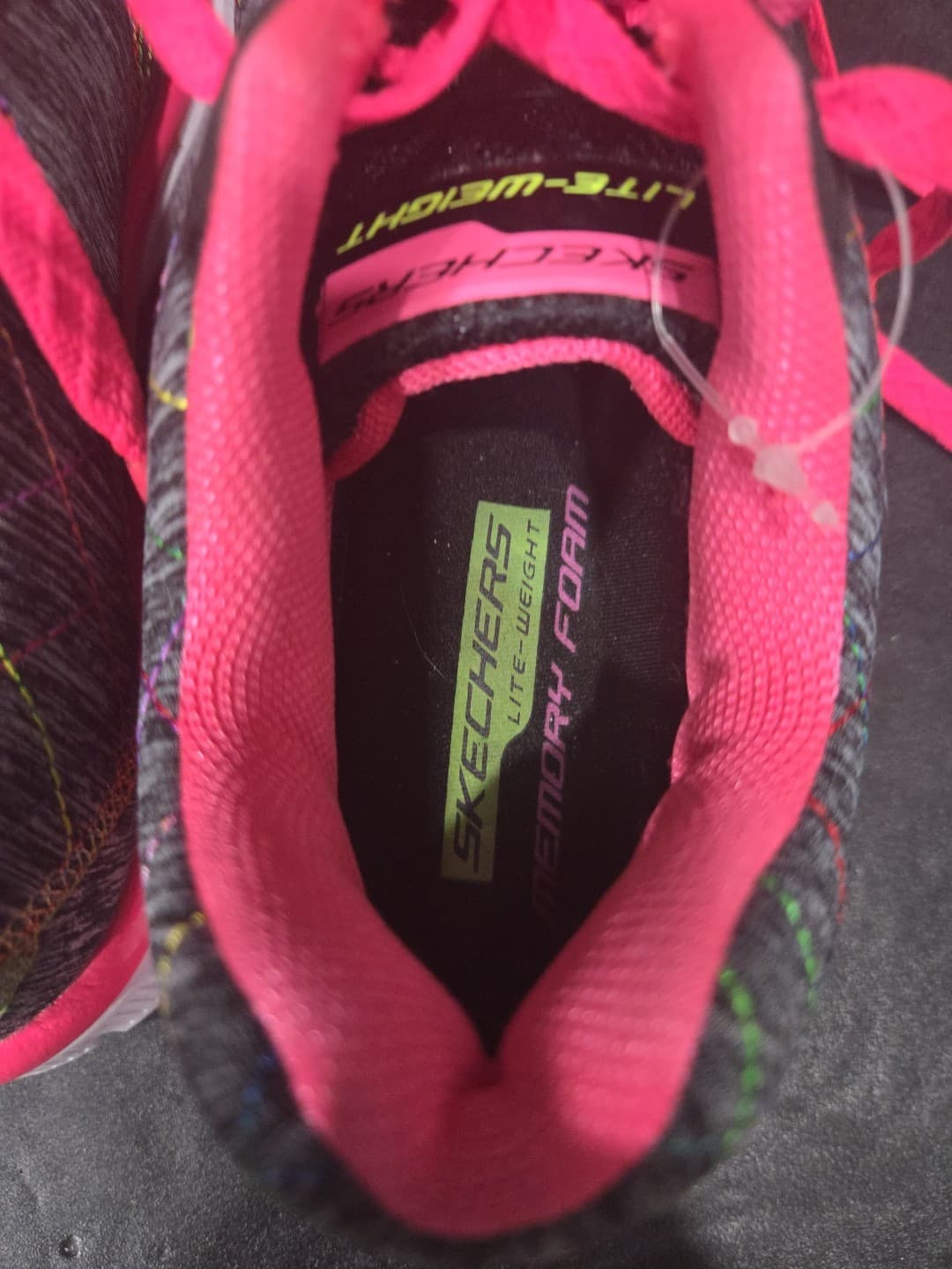 Skechers Lite-Weight Memory Foam Sneakers Gray Pink Rainbow 81863L Womens Size 4 - Thumbnail 7