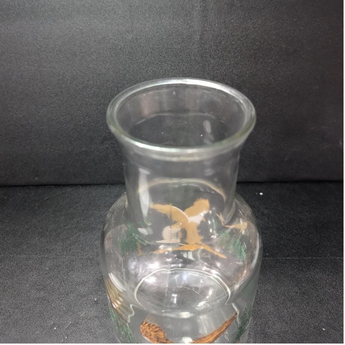 Clear Glass Jar With Eagle Design, Vintage Lidded Kitchen Canister, Home Accent - Thumbnail 6