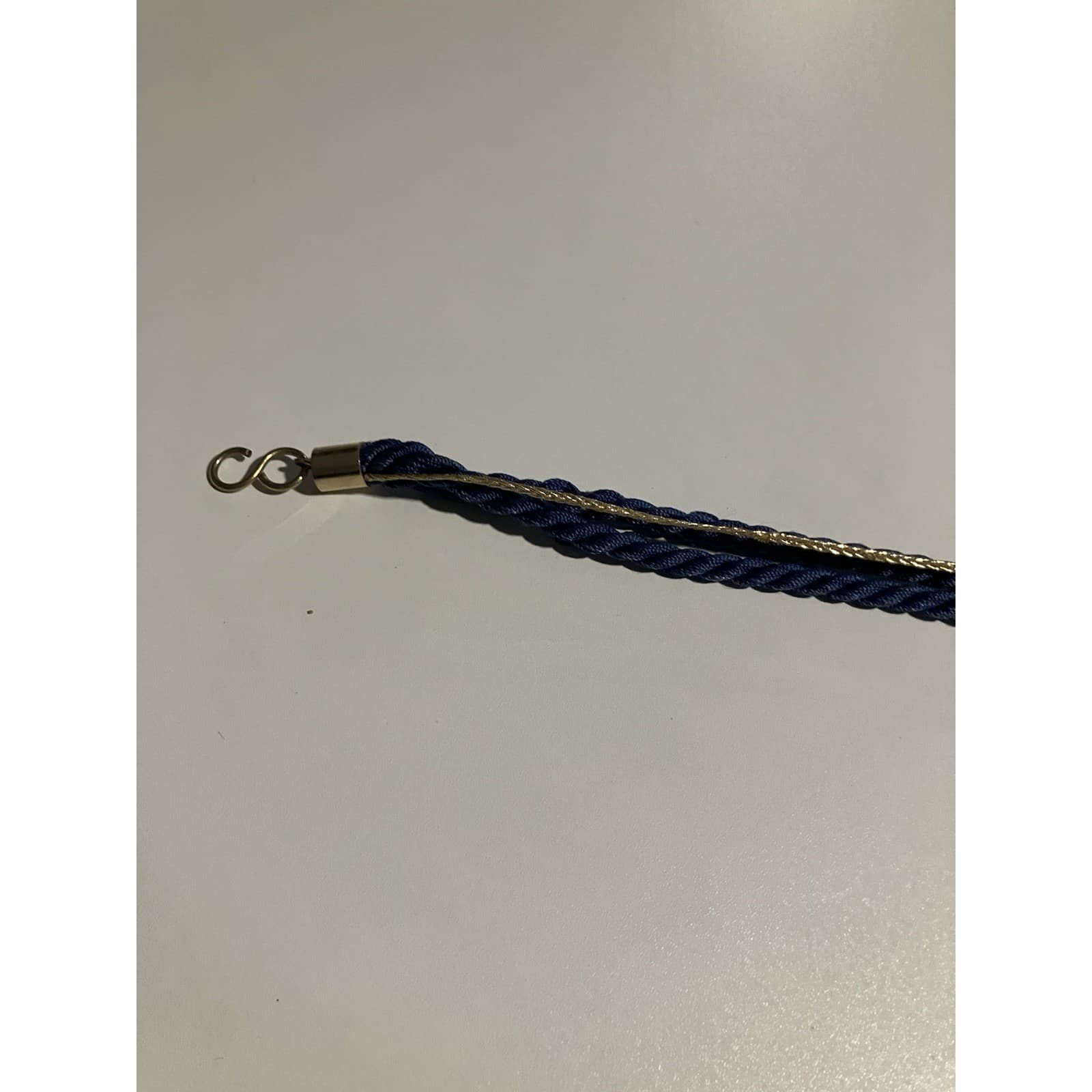 Navy Blue Rope Belt with Gold Shell Charms, Vintage Statement Adjustable Waist - Thumbnail 9