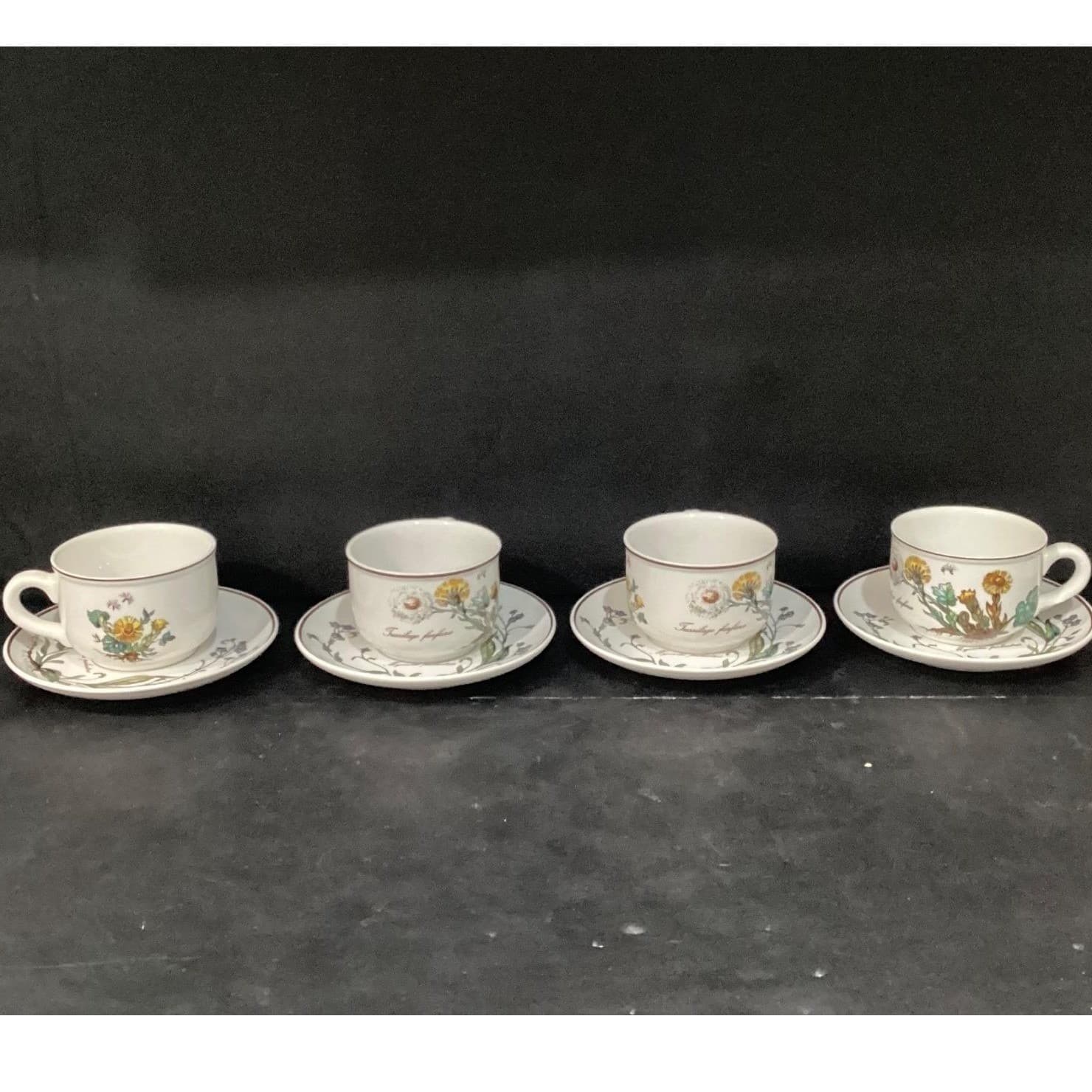 Villeroy & Boch Botanica Teacup and Saucers, Set of 4, Vintage Botanical Design - Thumbnail 9