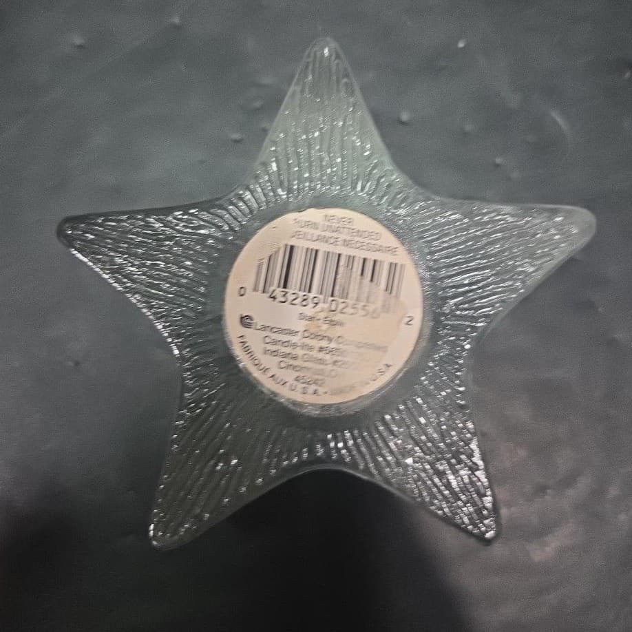 Indiana Glass Star Shaped Candle Holder, Lancaster Colony Co., Textured Design - Thumbnail 4