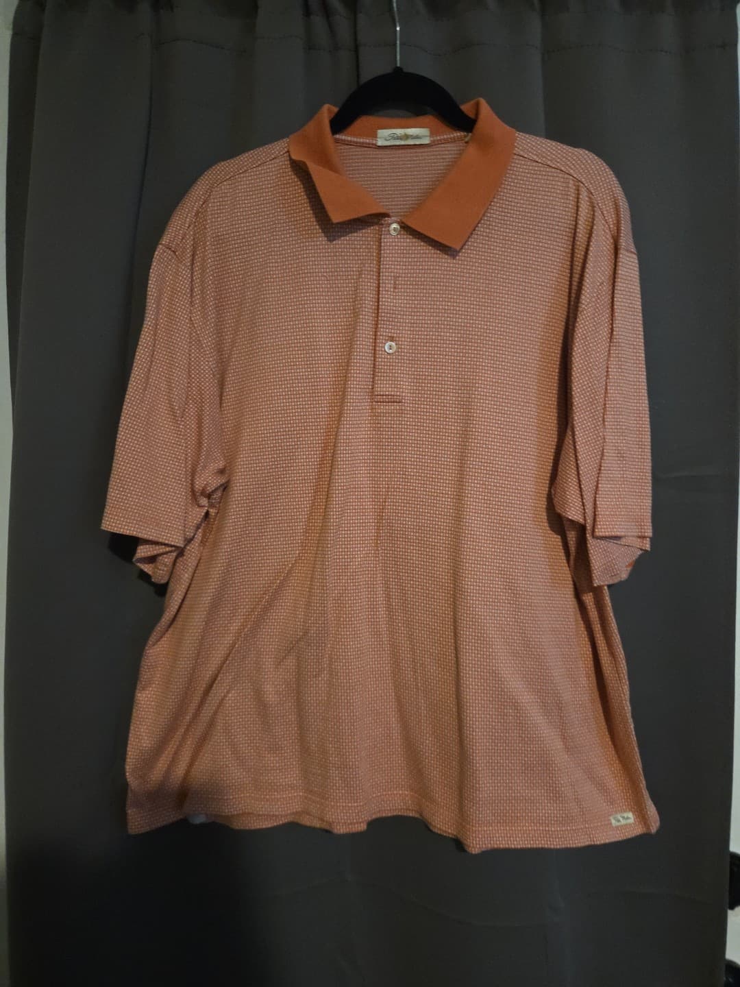 Peter Millar Mens Polo Golf Shirt Peach Orange Short Sleeve XL Vintage Waffle
