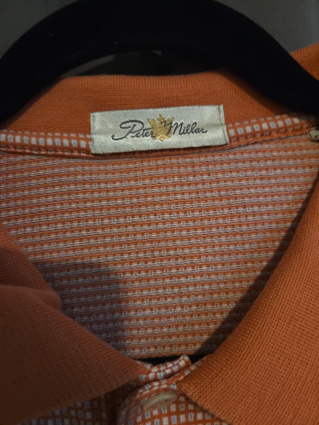 Peter Millar Mens Polo Golf Shirt Peach Orange Short Sleeve XL Vintage Waffle - Thumbnail 3