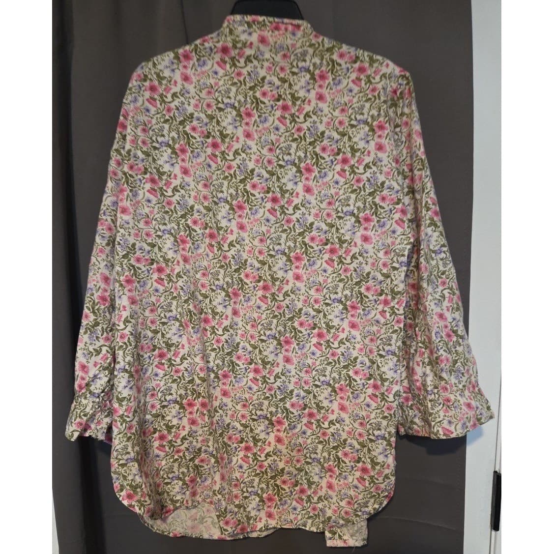 Victoria's Secret Floral Cotton Nightgown, Vintage Lace Trim, Pink Purple M/L - Thumbnail 3