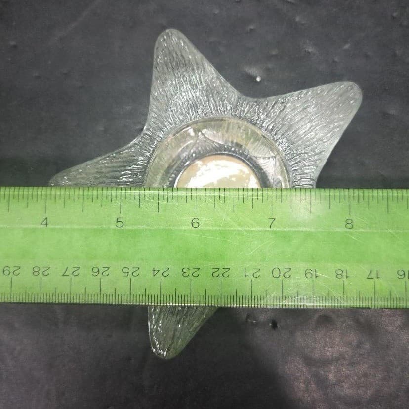 Indiana Glass Star Shaped Candle Holder, Lancaster Colony Co., Textured Design - Thumbnail 6