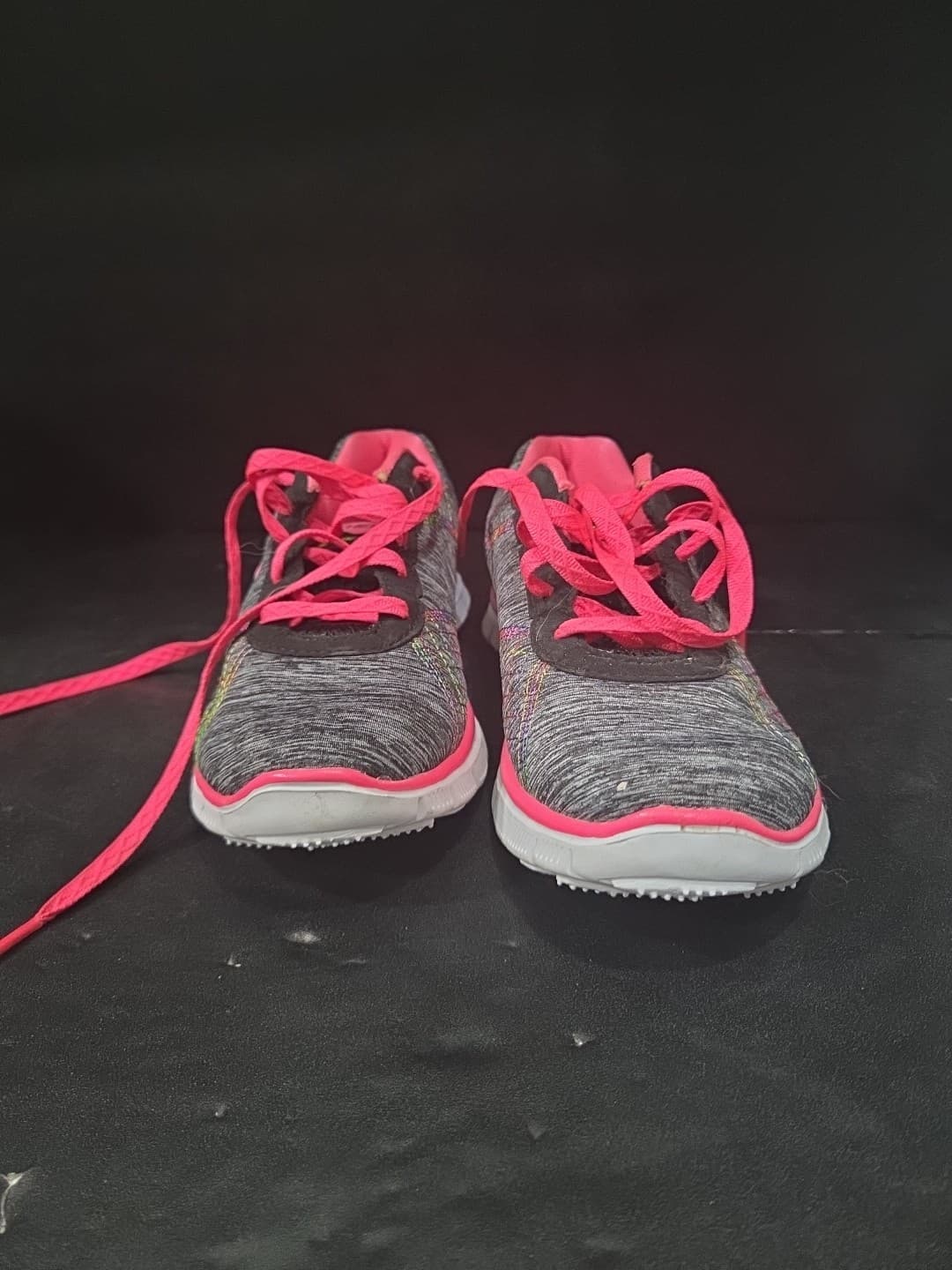 Skechers Lite-Weight Memory Foam Sneakers Gray Pink Rainbow 81863L Womens Size 4 - Thumbnail 5