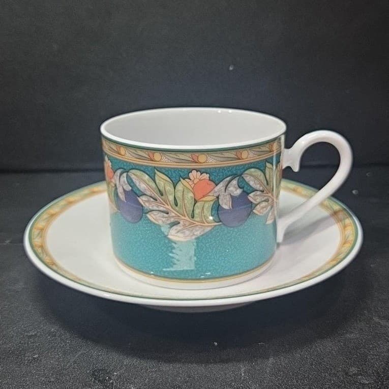 Noritake Brandywine Teacup & Saucer, Vintage Impromptu Collection Tableware - Thumbnail 4