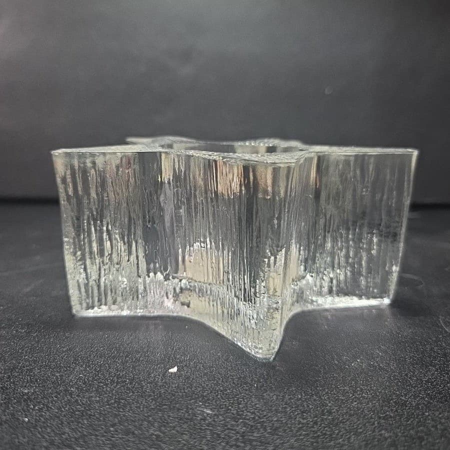 Indiana Glass Star Shaped Candle Holder, Lancaster Colony Co., Textured Design - Thumbnail 8
