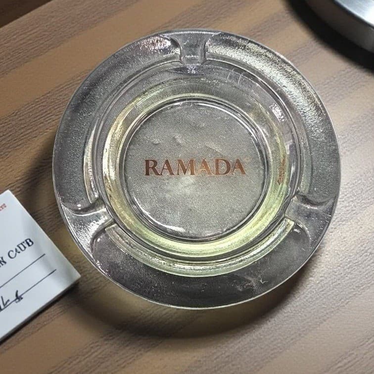 Ramada Logo Glass Ashtray, Replacement Advertising Keepsake, Trinket Holder Dish