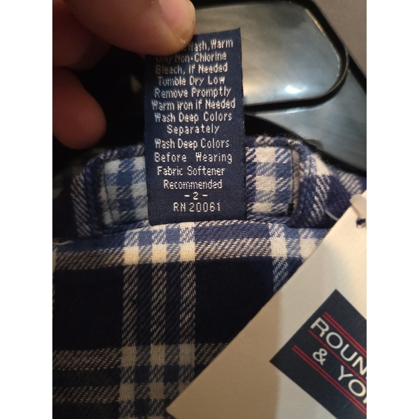 Roundtree & Yorke Blue Plaid Button Down, Men's XL Flannel Shirt, NWT, Casual - Thumbnail 5