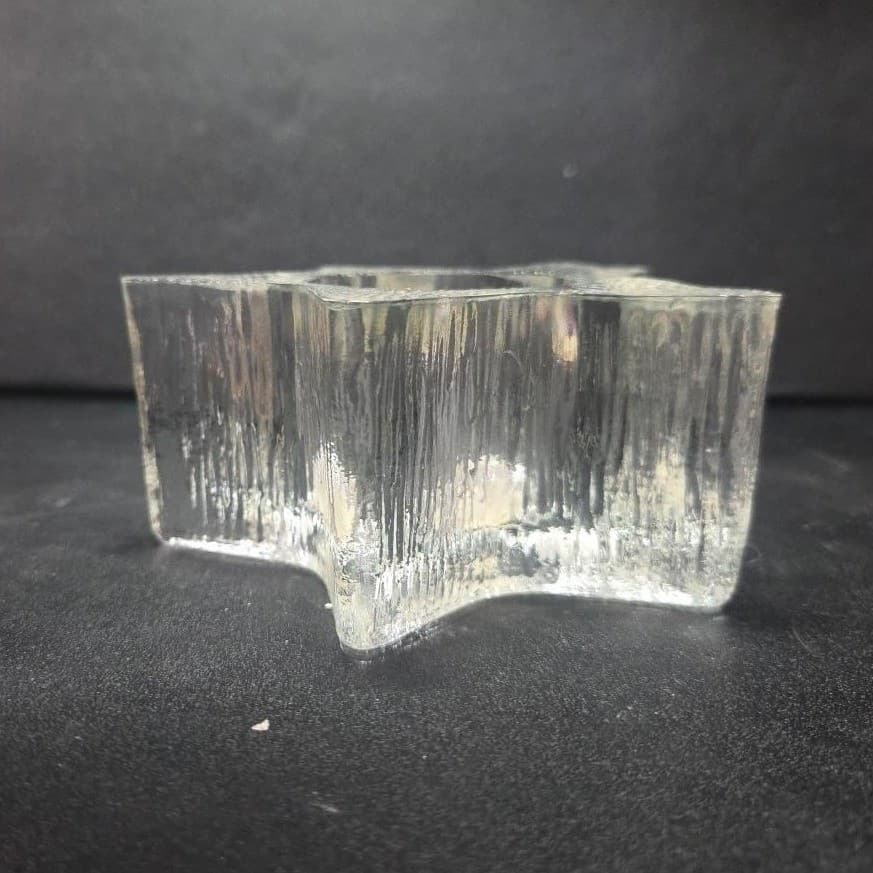 Indiana Glass Star Shaped Candle Holder, Lancaster Colony Co., Textured Design - Thumbnail 9