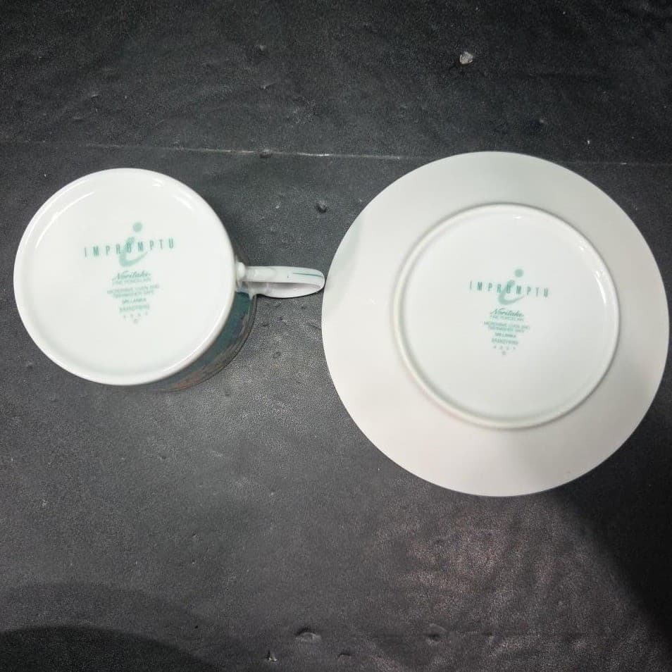 Noritake Brandywine Teacup & Saucer, Vintage Impromptu Collection Tableware - Thumbnail 8
