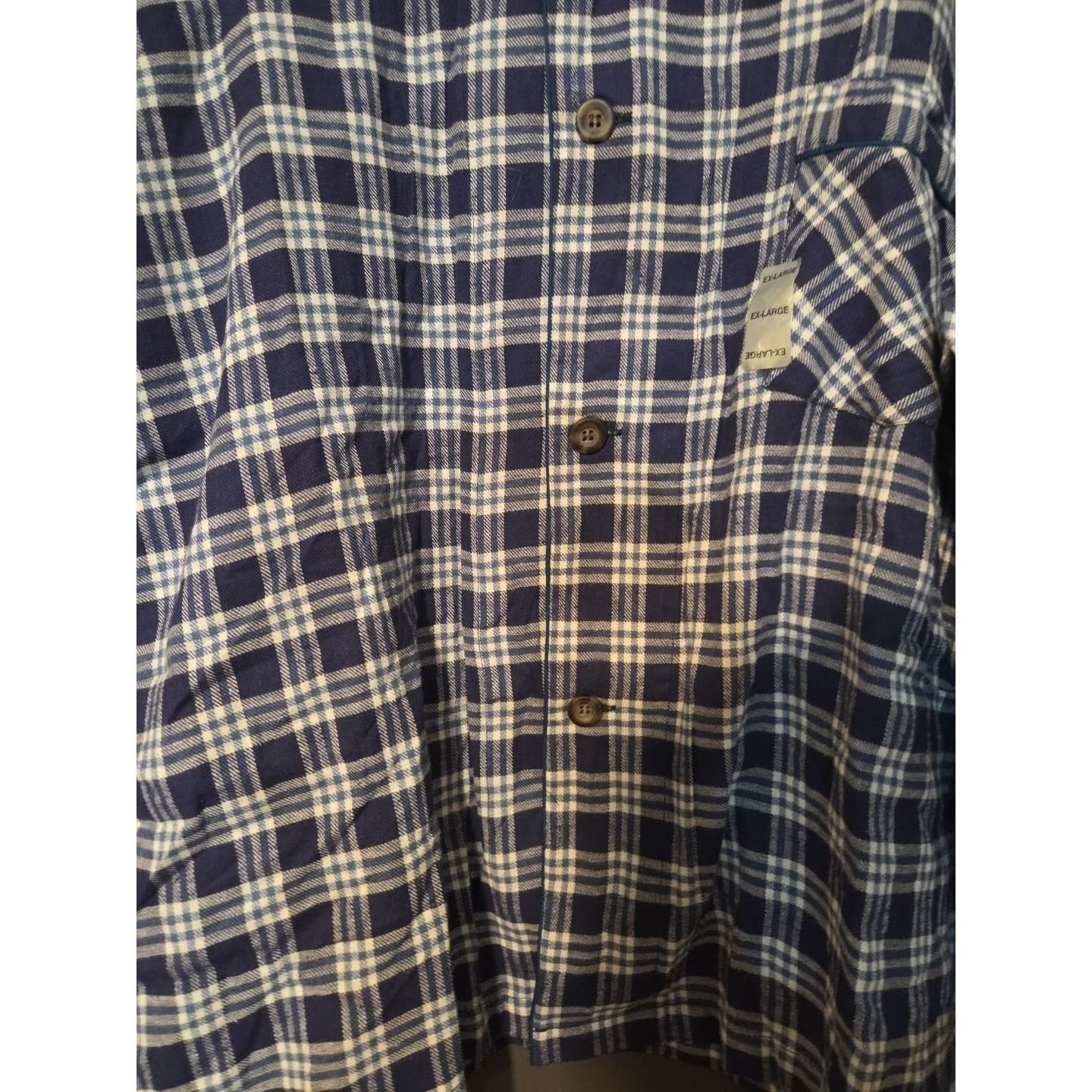 Roundtree & Yorke Blue Plaid Button Down, Men's XL Flannel Shirt, NWT, Casual - Thumbnail 7