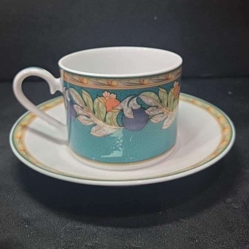 Noritake Brandywine Teacup & Saucer, Vintage Impromptu Collection Tableware - Thumbnail 2
