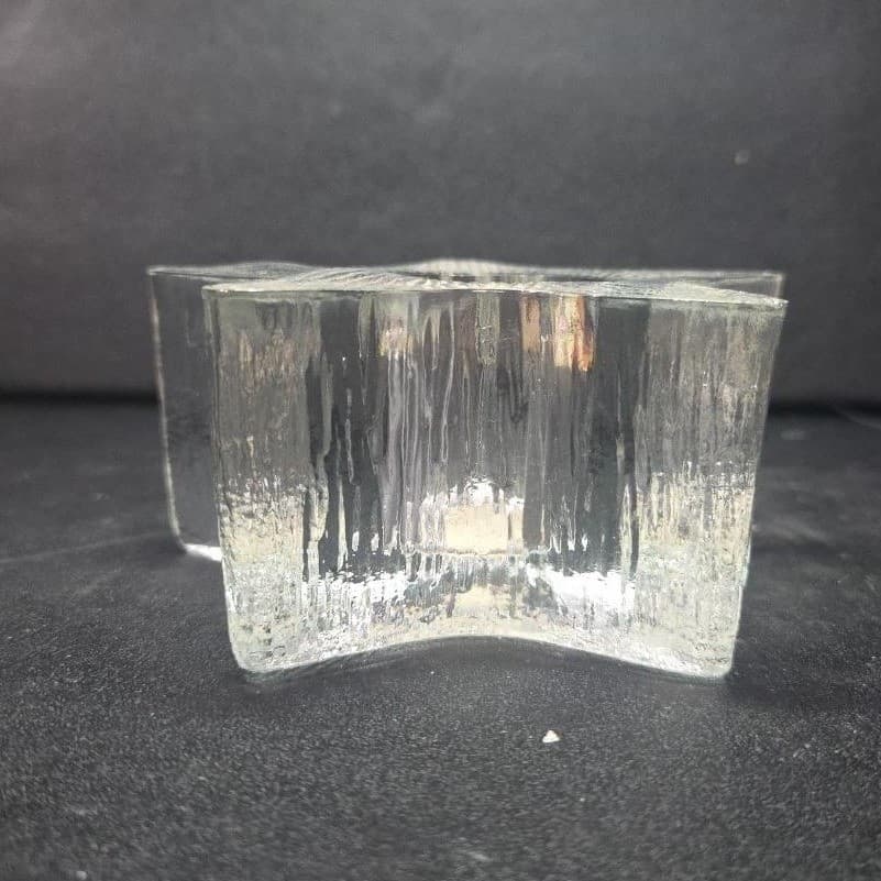 Indiana Glass Star Shaped Candle Holder, Lancaster Colony Co., Textured Design - Thumbnail 7
