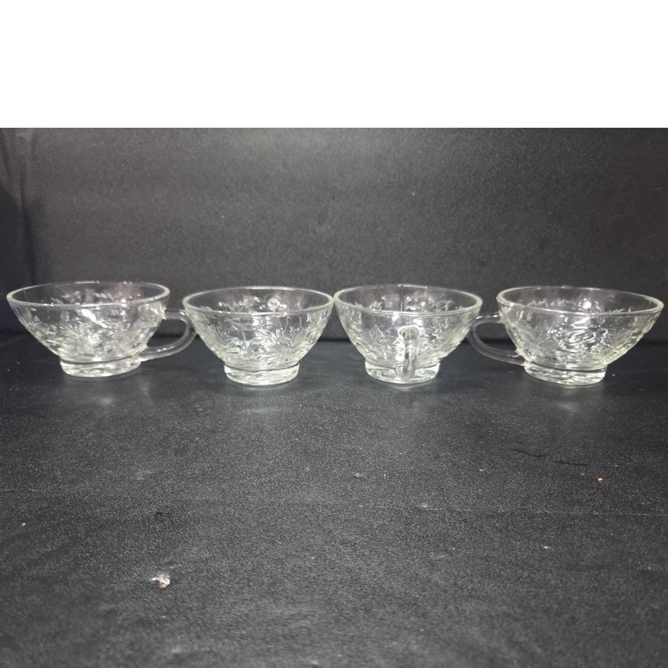 Princess House Fantasia Punch Cups, Set of 4, Vintage Embossed Poinsettia Design - Thumbnail 4