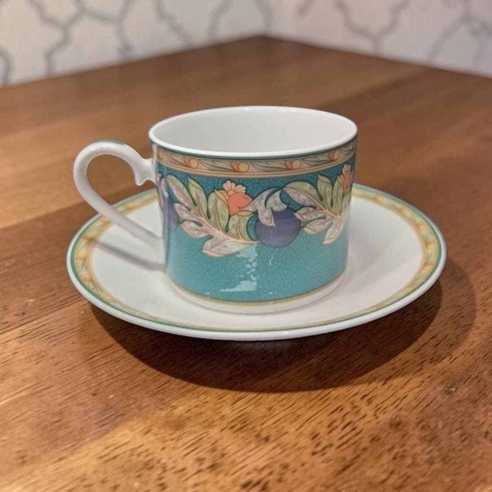 Noritake Brandywine Teacup & Saucer, Vintage Impromptu Collection Tableware