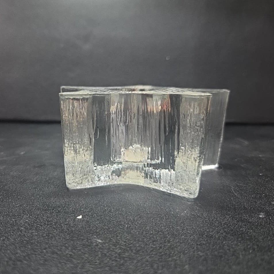 Indiana Glass Star Shaped Candle Holder, Lancaster Colony Co., Textured Design - Thumbnail 10