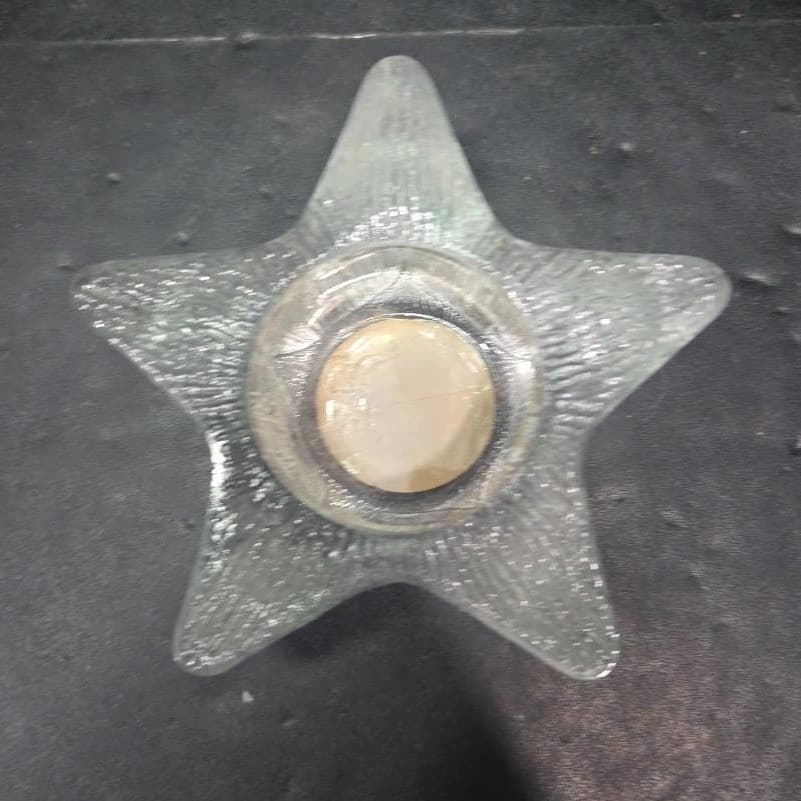 Indiana Glass Star Shaped Candle Holder, Lancaster Colony Co., Textured Design - Thumbnail 3