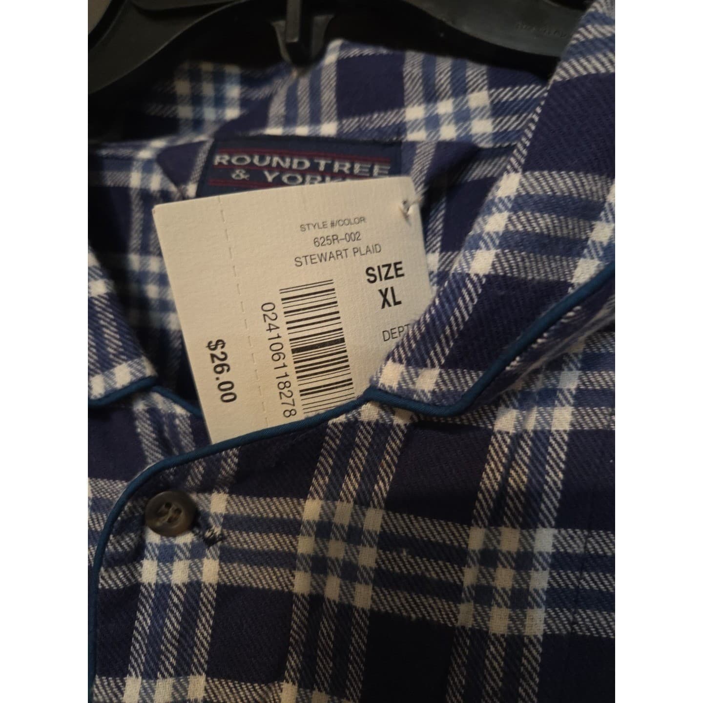 Roundtree & Yorke Blue Plaid Button Down, Men's XL Flannel Shirt, NWT, Casual - Thumbnail 6