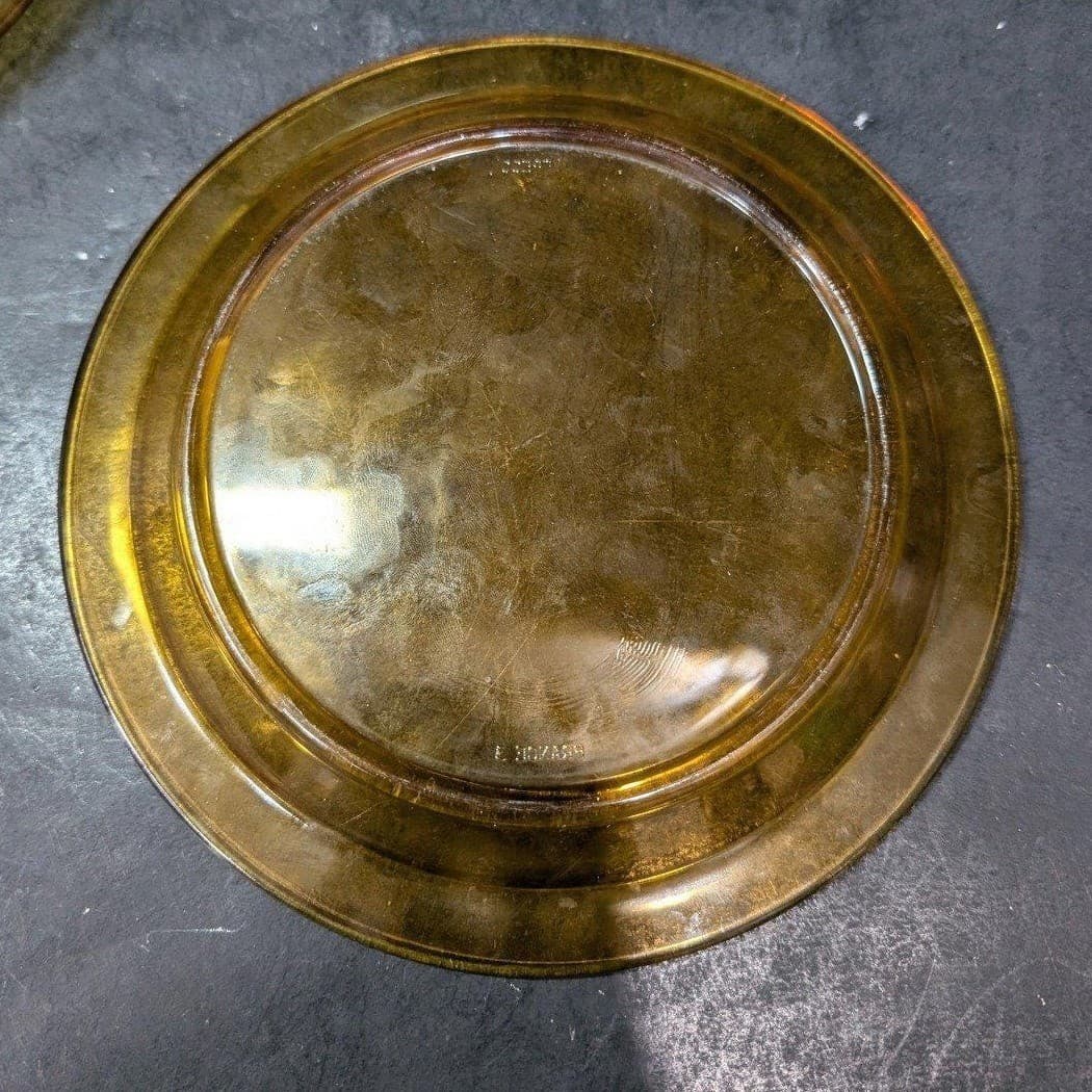 Vereco Amber Glass Dessert Plates, Set of 3, Vintage Style Yellow Glassware - Thumbnail 3