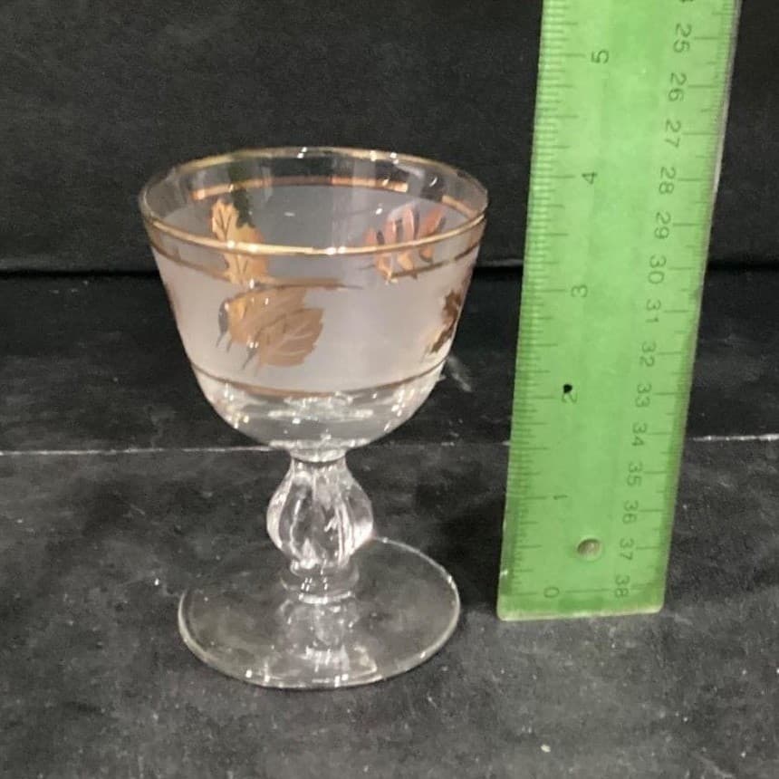 Libbey Golden Foliage Frosted Sherry Glasses, Set of 4, Vtg Stemware, Drinkware - Thumbnail 6