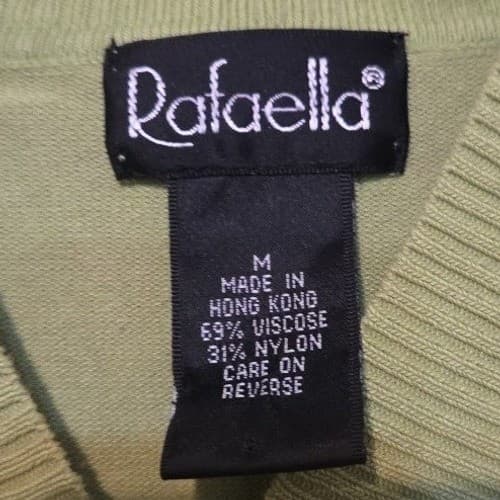 Rafaella Sage Green V-Neck 3/4 Sleeve Viscose Blend Knit Sweater, Woman's Medium - Thumbnail 5