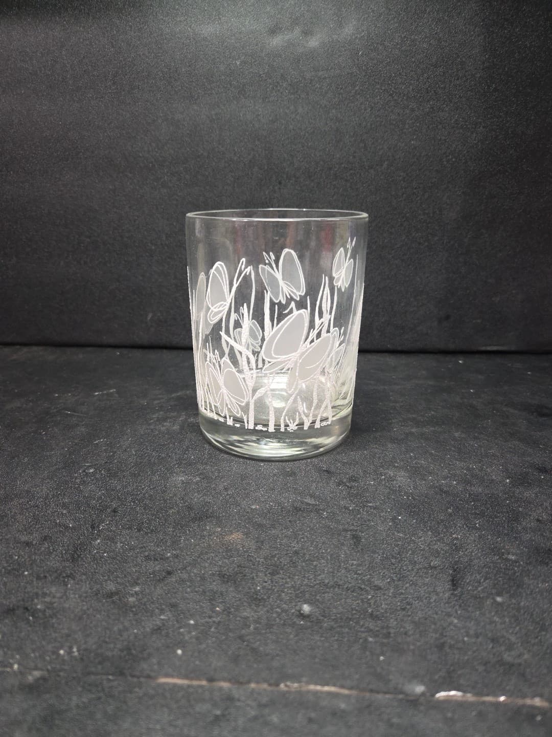 Georges Briard Butterfly Rocks Cocktail Glass Textured Single Vintage 4” - Thumbnail 4