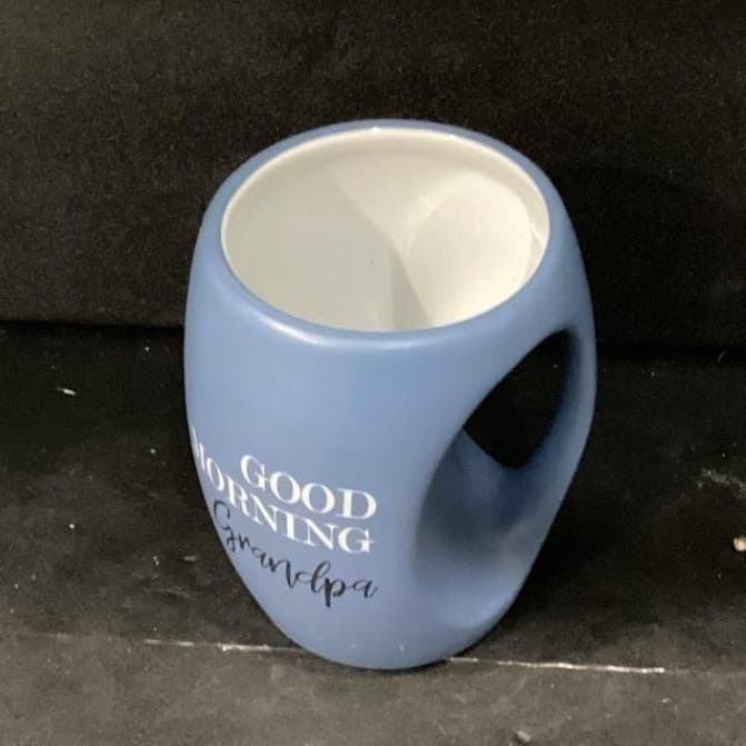 Pavilion "Good Morning Grandpa" Matte Blue Coffee Cup, 16oz Hand-Warming Mug - Thumbnail 3