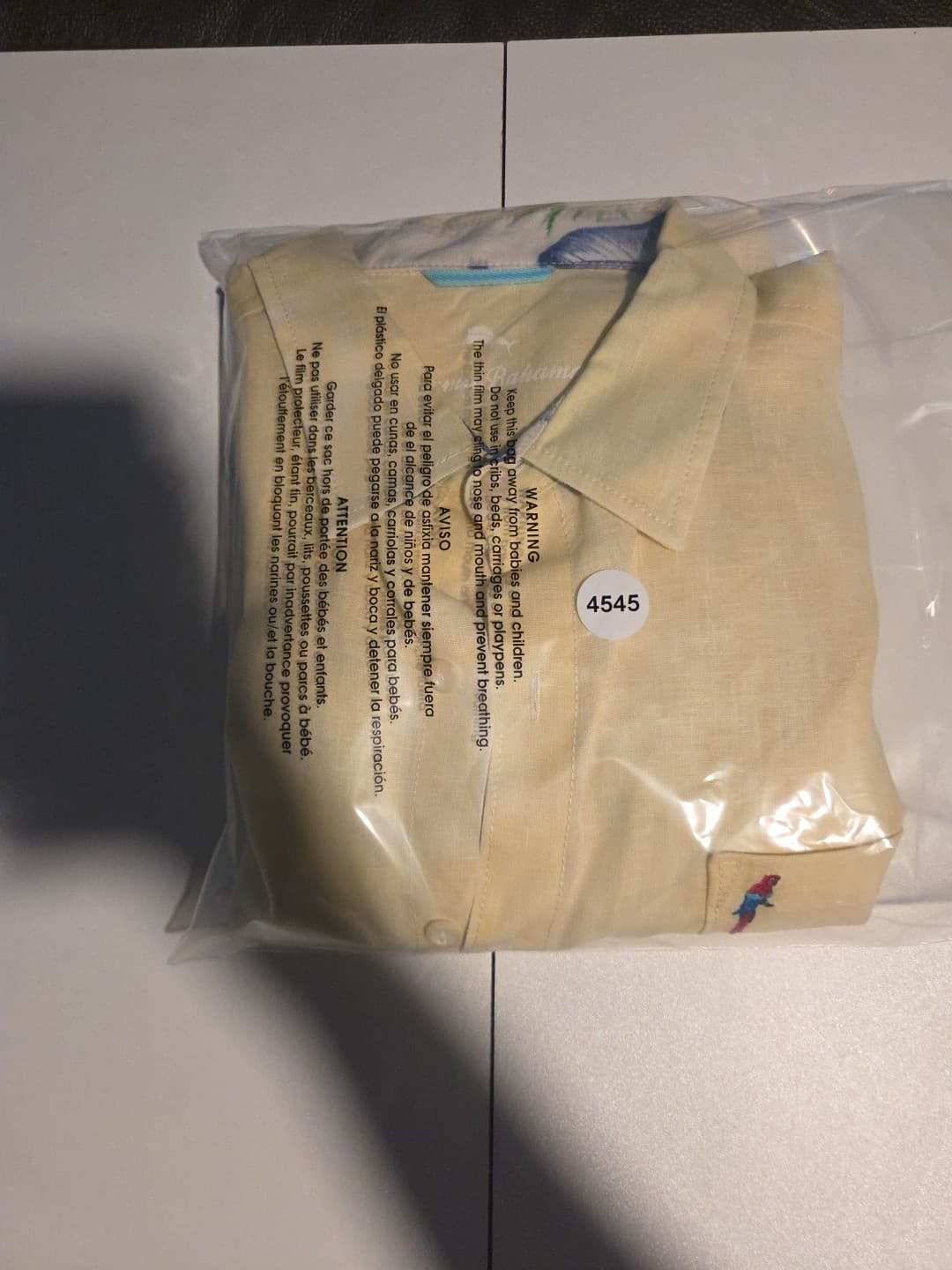 Tommy Bahama 100% Linen Shirt Mens XL Yellow Parrot Embroidered Flip Cuffs - Thumbnail 8