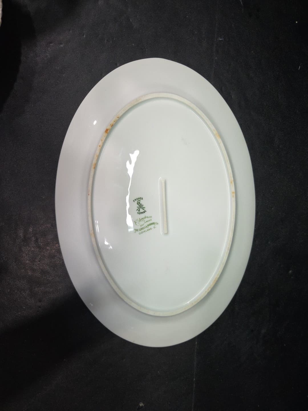 C Ahrenfeldt Limoges Depose Oval Platter, White Bone China, Vtg Floral Border - Thumbnail 2
