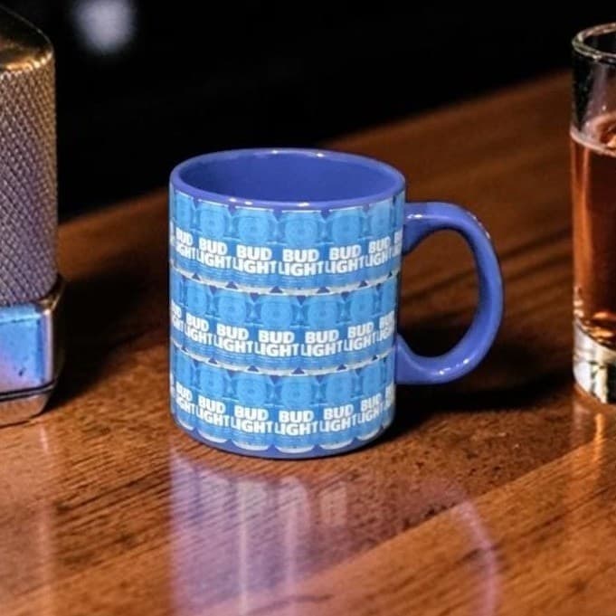 Bud Light Blue Ceramic Coffee Cup, Anheuser-Busch Mug, Replacement Drinkware