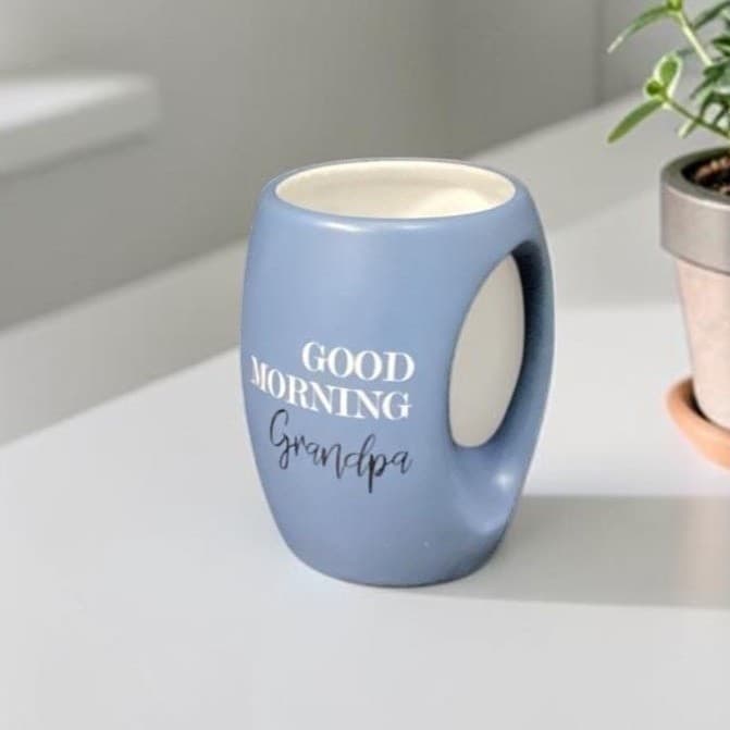 Pavilion "Good Morning Grandpa" Matte Blue Coffee Cup, 16oz Hand-Warming Mug