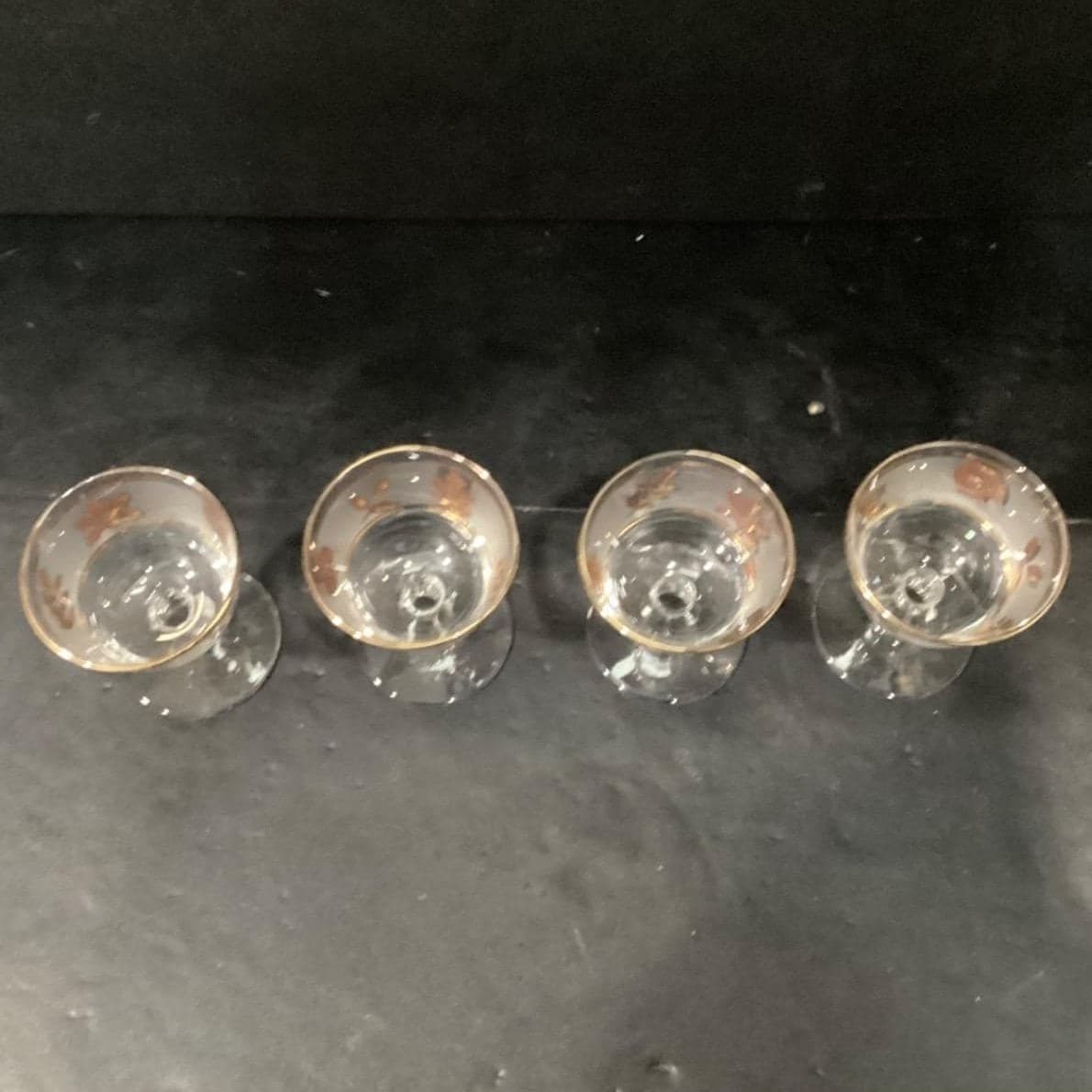 Libbey Golden Foliage Frosted Sherry Glasses, Set of 4, Vtg Stemware, Drinkware - Thumbnail 4