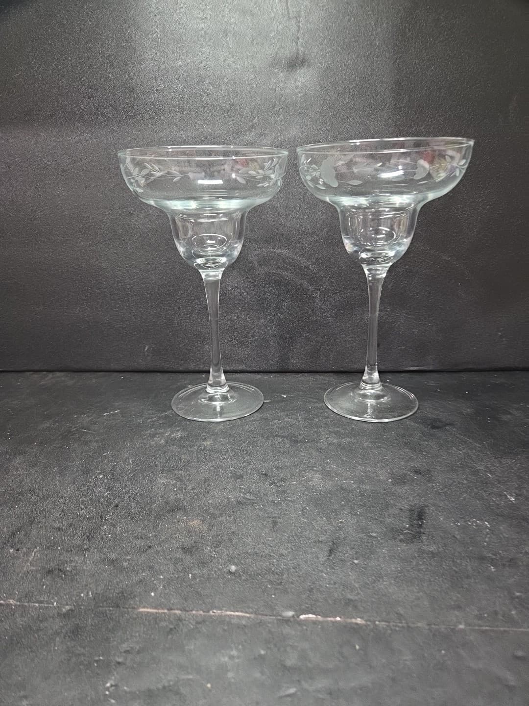 Princess House Crystal Heritage #6178 Margarita Glasses 7.5" Set Of 2 Vintage - Thumbnail 2