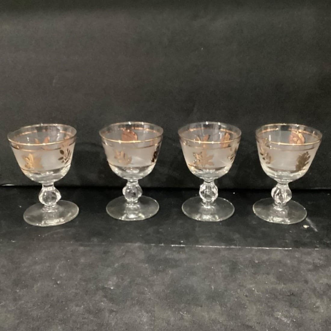 Libbey Golden Foliage Frosted Sherry Glasses, Set of 4, Vtg Stemware, Drinkware - Thumbnail 8