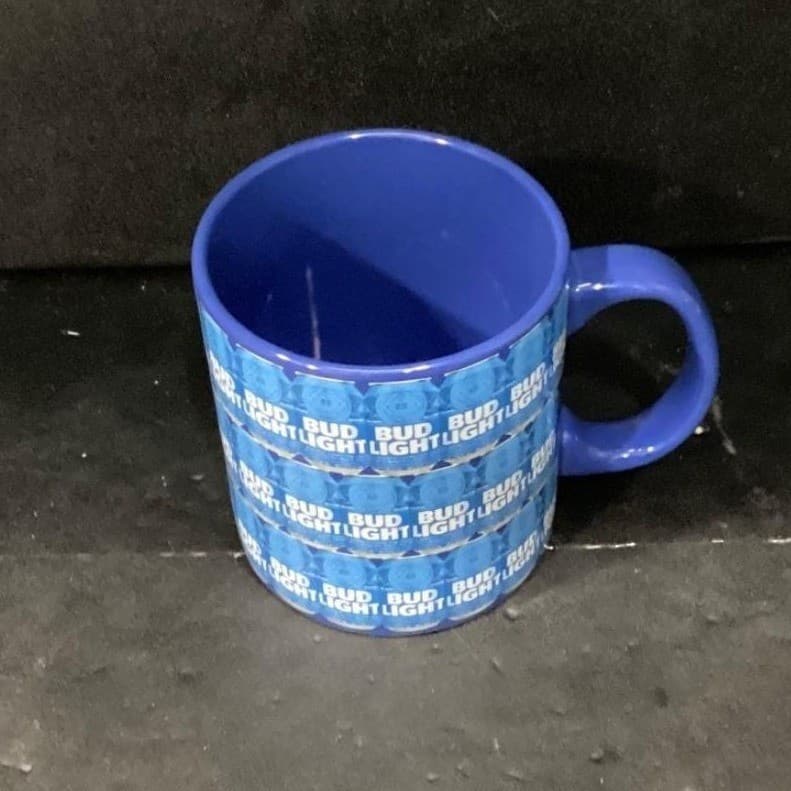 Bud Light Blue Ceramic Coffee Cup, Anheuser-Busch Mug, Replacement Drinkware - Thumbnail 3