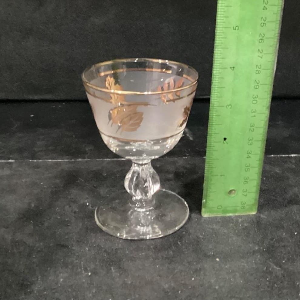 Libbey Golden Foliage Frosted Sherry Glasses, Set of 2, Vintage Stemware - Thumbnail 6
