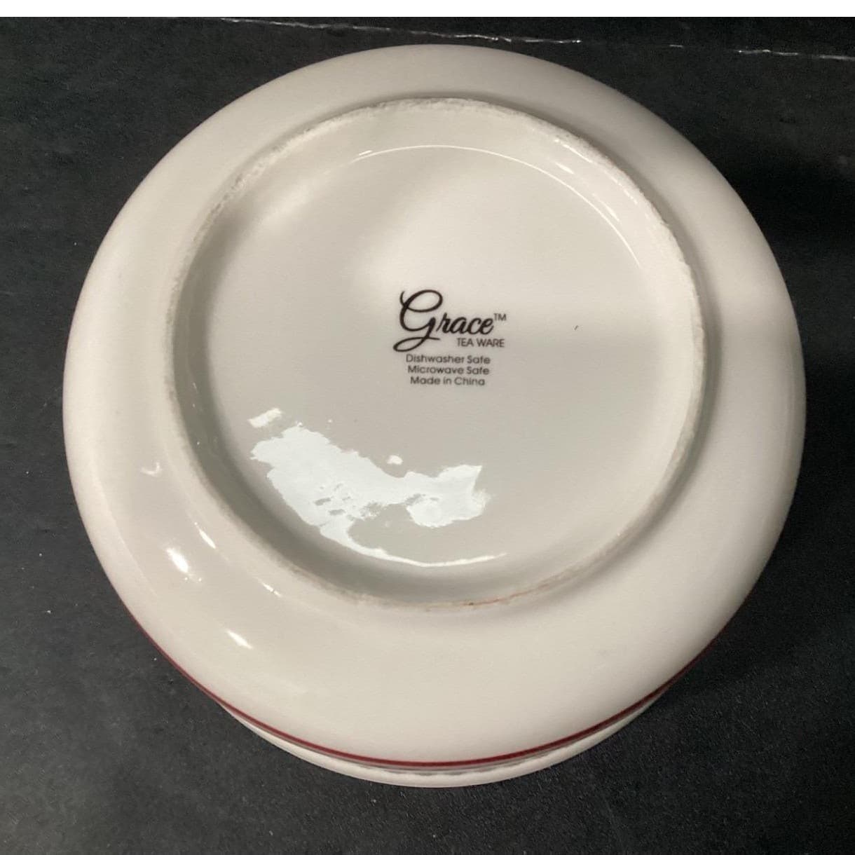 Grace Tea Ware Cereal Bowl, Vintage Inspired Red & Gray Soup Dish, Dinnerware - Thumbnail 5