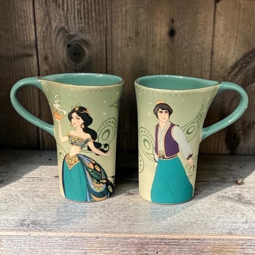 Disney Store Character Coffee Cups, Set of 2, Jasmine & Aladdin, Display Only