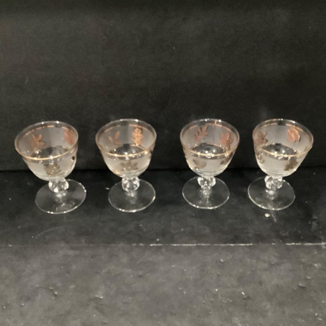 Libbey Golden Foliage Frosted Sherry Glasses, Set of 4, Vtg Stemware, Drinkware - Thumbnail 3